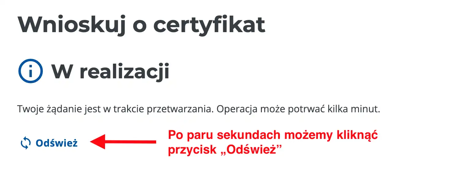 Po paru sekundach możemy kliknąć w przycisk "Odśwież"